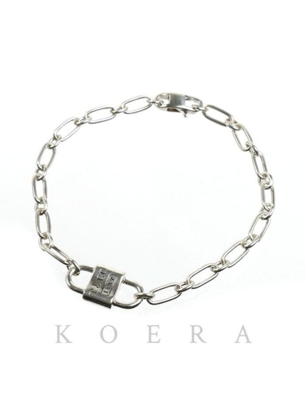 Tiffany & Co 925 Sterling Silver Small Double Lock 1837 Bracelet